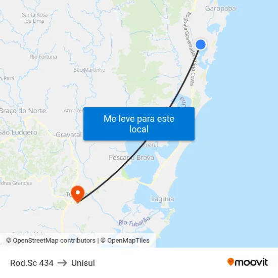 Rod.Sc 434 to Unisul map