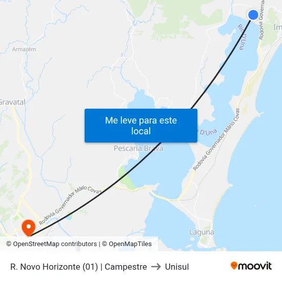 R. Novo Horizonte (01) | Campestre to Unisul map