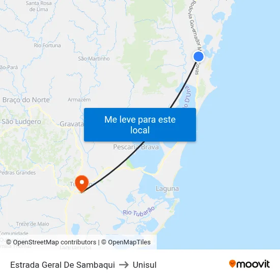 Estrada Geral De Sambaqui to Unisul map