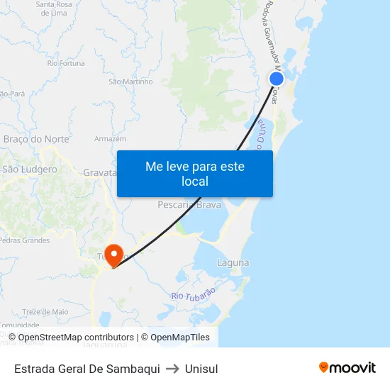 Estrada Geral De Sambaqui to Unisul map