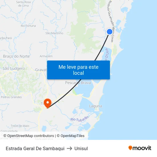 Estrada Geral De Sambaqui to Unisul map