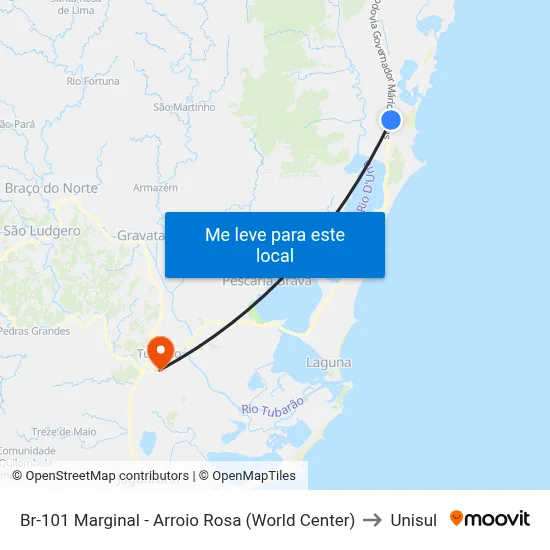 Br-101 Marginal - Arroio Rosa (World Center) to Unisul map