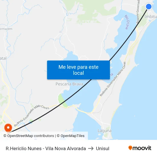R.Heríclio Nunes - Vila Nova Alvorada to Unisul map
