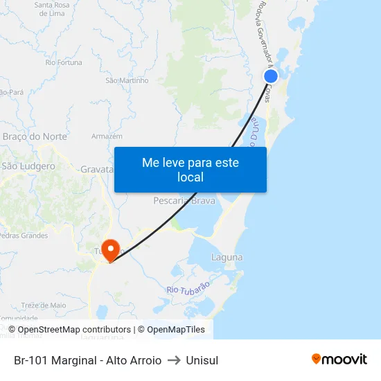 Br-101 Marginal - Alto Arroio to Unisul map
