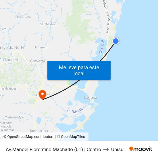 Av.Manoel Florentino Machado (01) | Centro to Unisul map