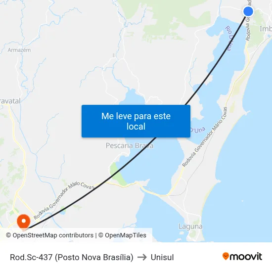 Rod.Sc-437 (Posto Nova Brasília) to Unisul map