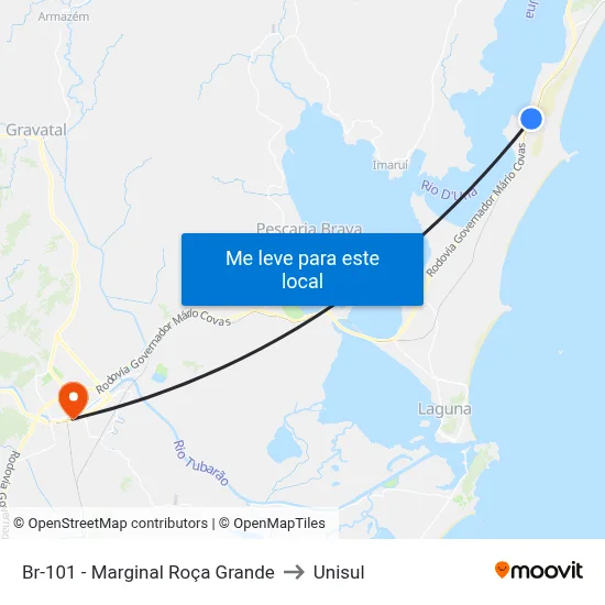 Br-101 - Marginal Roça Grande to Unisul map