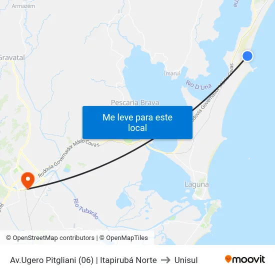 Av.Ugero Pitgliani (06) | Itapirubá Norte to Unisul map