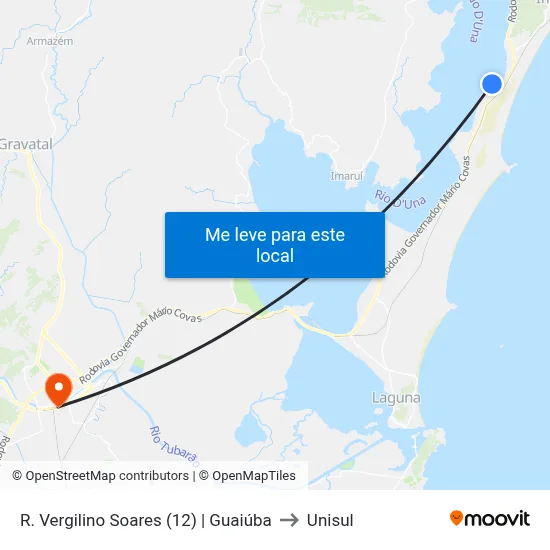 R. Vergilino Soares (12) | Guaiúba to Unisul map