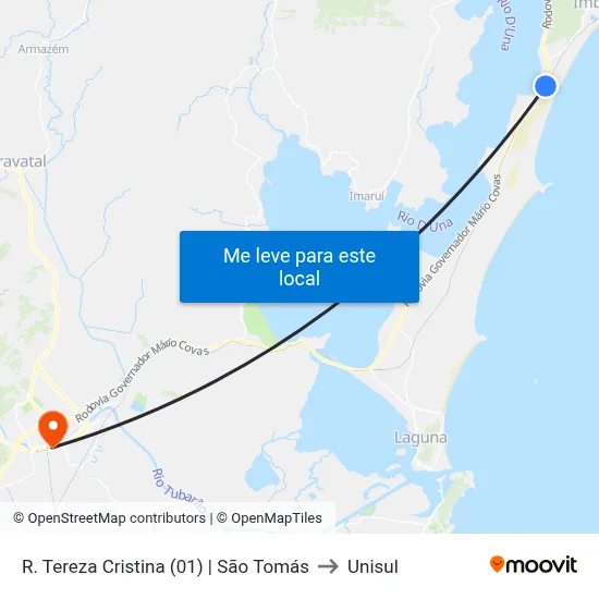 R. Tereza Cristina (01) | São Tomás to Unisul map