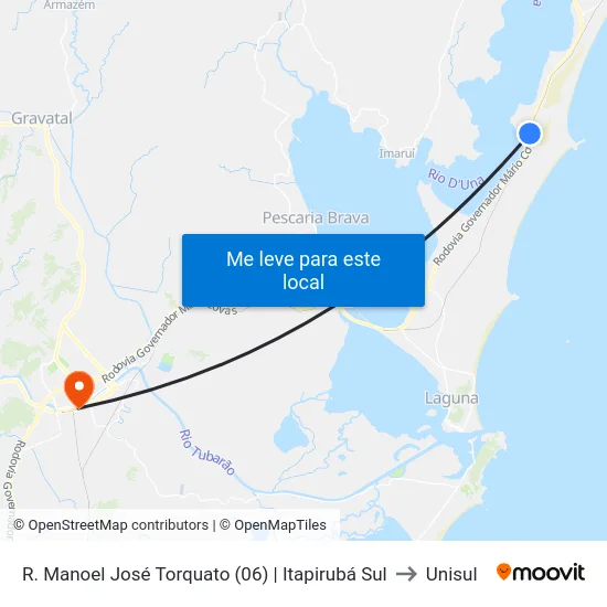 R. Manoel José Torquato (06) | Itapirubá Sul to Unisul map