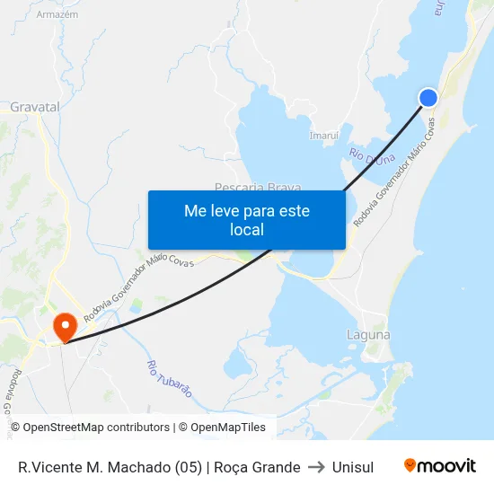 R.Vicente M. Machado (05) | Roça Grande to Unisul map