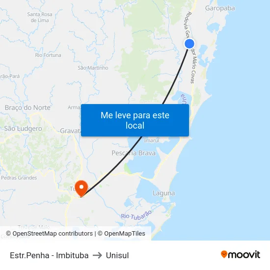 Estr.Penha - Imbituba to Unisul map