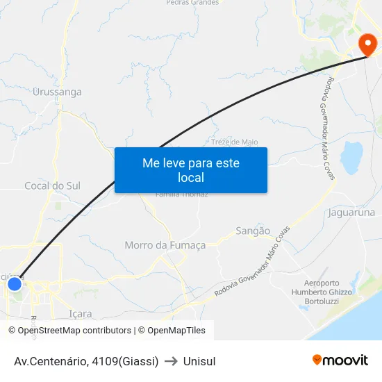 Av.Centenário, 4109(Giassi) to Unisul map
