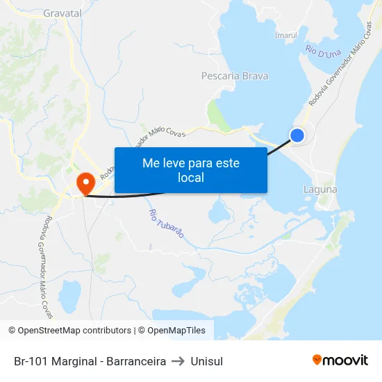 Br-101 Marginal - Barranceira to Unisul map