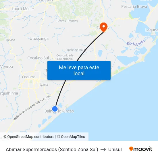 Abimar Supermercados (Sentido Zona Sul) to Unisul map