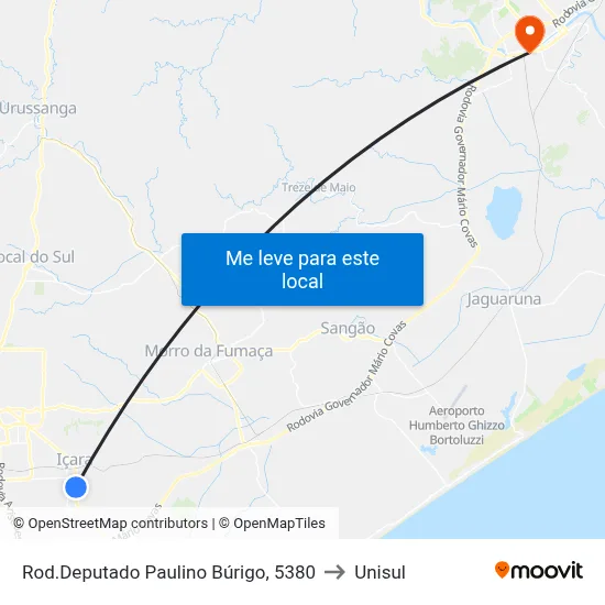 Rod.Deputado Paulino Búrigo, 5380 to Unisul map