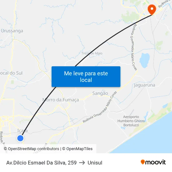 Av.Dílcio Esmael Da Silva, 259 to Unisul map