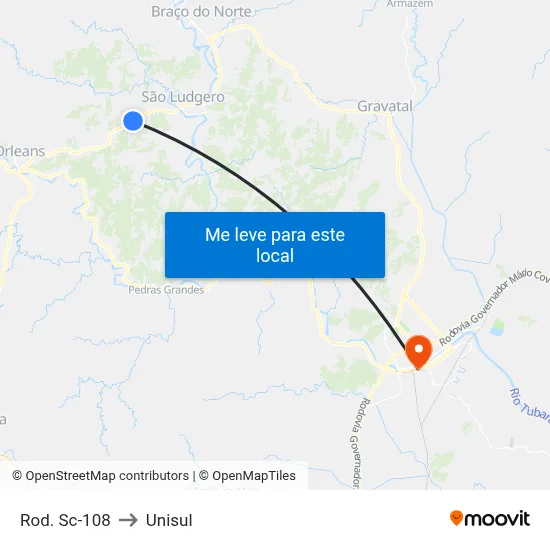 Rod. Sc-108 to Unisul map