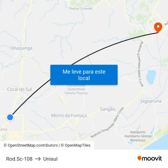Rod.Sc-108 to Unisul map