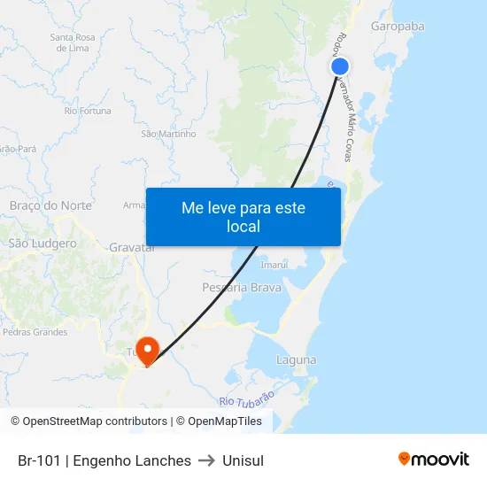 Br-101 | Engenho Lanches to Unisul map