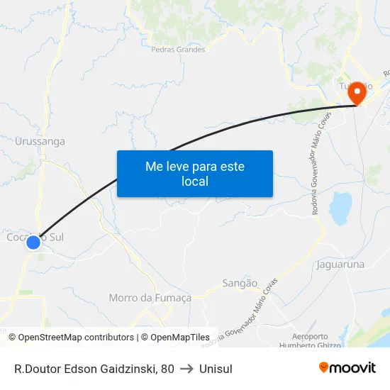 R.Doutor Edson Gaidzinski, 80 to Unisul map