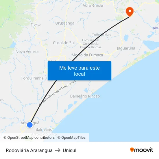 Rodoviária Ararangua to Unisul map