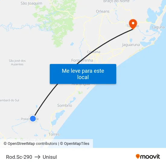 Rod.Sc-290 to Unisul map