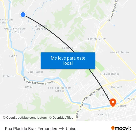 Rua Plácido Braz Fernandes to Unisul map