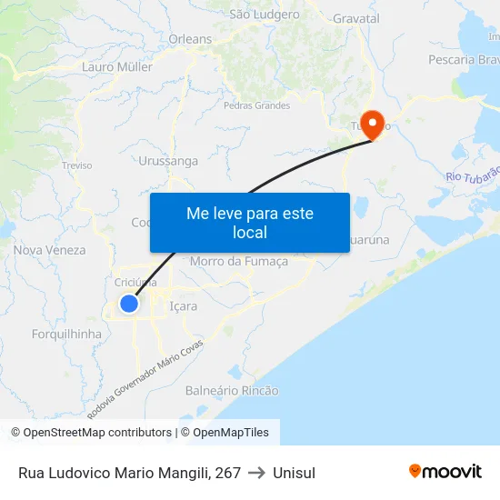 Rua Ludovico Mario Mangili, 267 to Unisul map