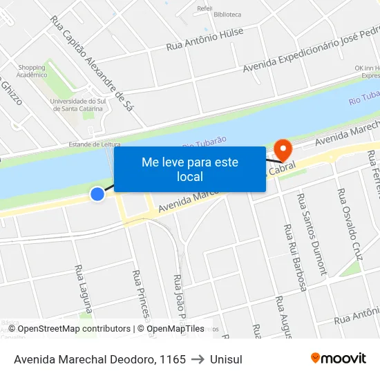 Avenida Marechal Deodoro, 1165 to Unisul map