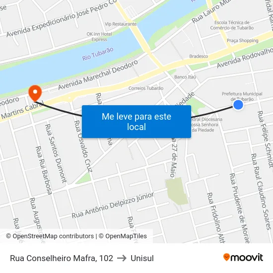 Rua Conselheiro Mafra, 102 to Unisul map