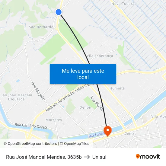 Rua José Manoel Mendes, 3635b to Unisul map