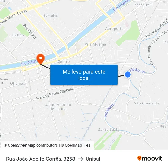 Rua João Adolfo Corrêa, 3258 to Unisul map