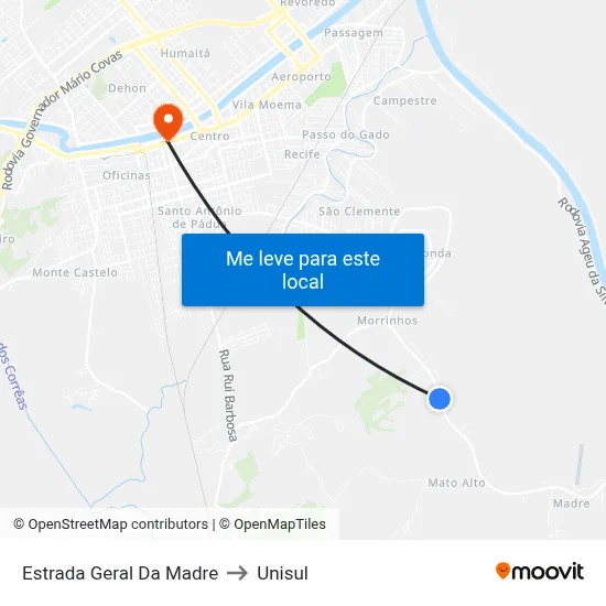 Estrada Geral Da Madre to Unisul map