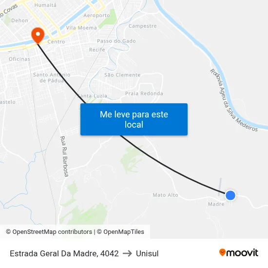 Estrada Geral Da Madre, 4042 to Unisul map