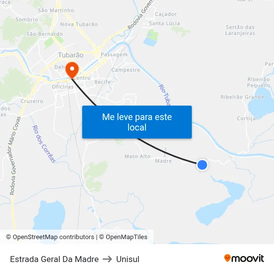 Estrada Geral Da Madre to Unisul map