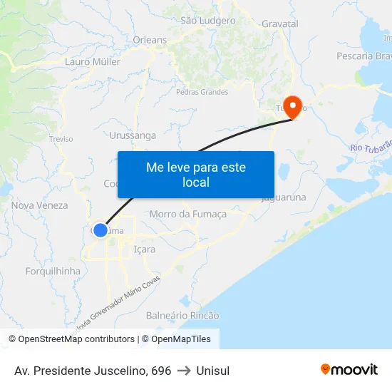 Av. Presidente Juscelino, 696 to Unisul map