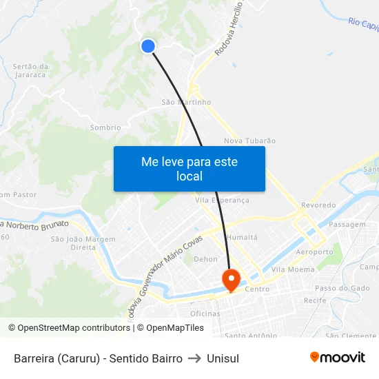 Barreira (Caruru) - Sentido Bairro to Unisul map