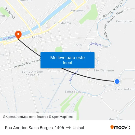 Rua Andrino Sales Borges, 1406 to Unisul map