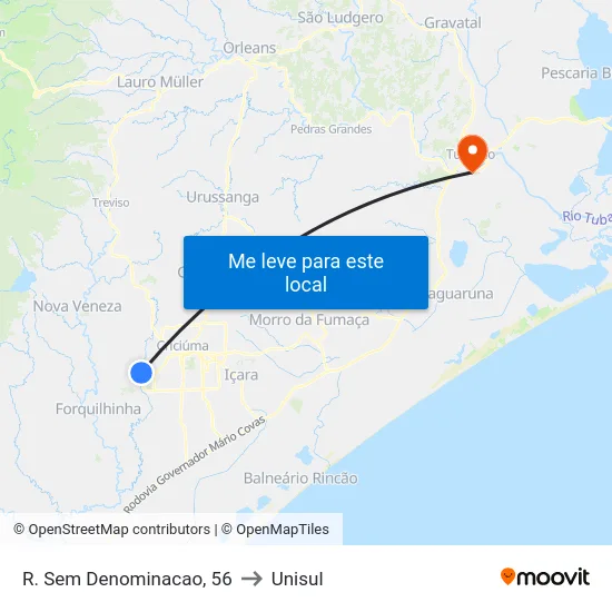 R. Sem Denominacao, 56 to Unisul map