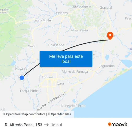 R. Alfredo Pessi, 153 to Unisul map