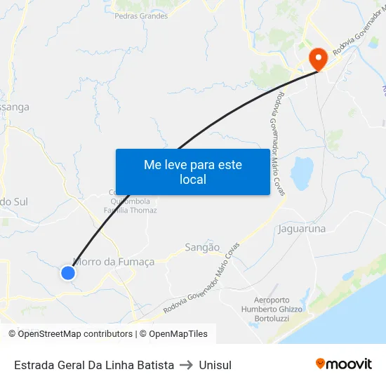 Estrada Geral Da Linha Batista to Unisul map