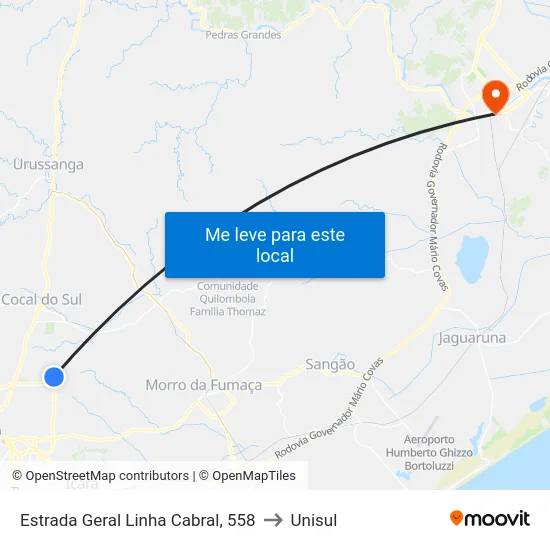 Estrada Geral Linha Cabral, 558 to Unisul map