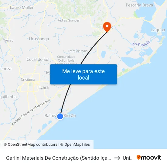 Garlini Materiais De Construção (Sentido Içara/Criciúma) to Unisul map