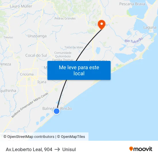 Av.Leoberto Leal, 904 to Unisul map