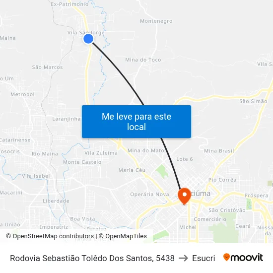 Rodovia Sebastião Tolêdo Dos Santos, 5438 to Esucri map