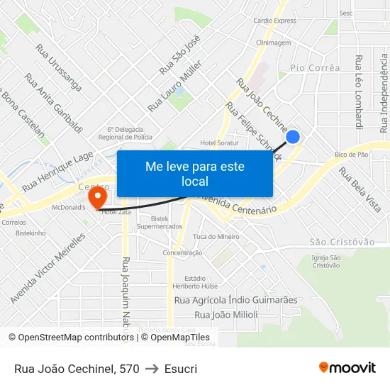 Rua João Cechinel, 570 to Esucri map