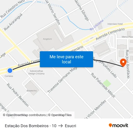 Estação Dos Bombeiros - 10 to Esucri map