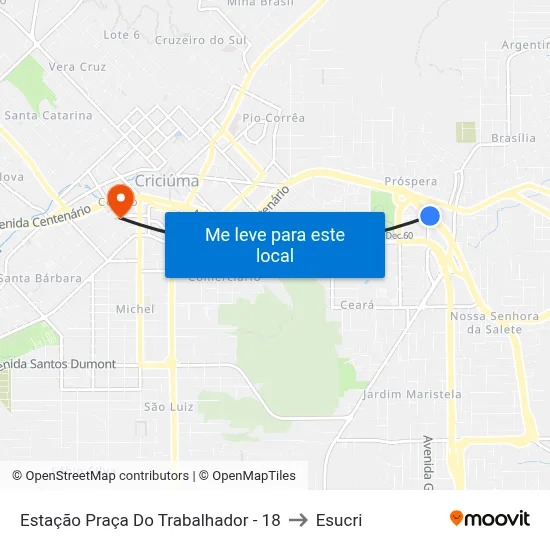 Estação Praça Do Trabalhador - 18 to Esucri map